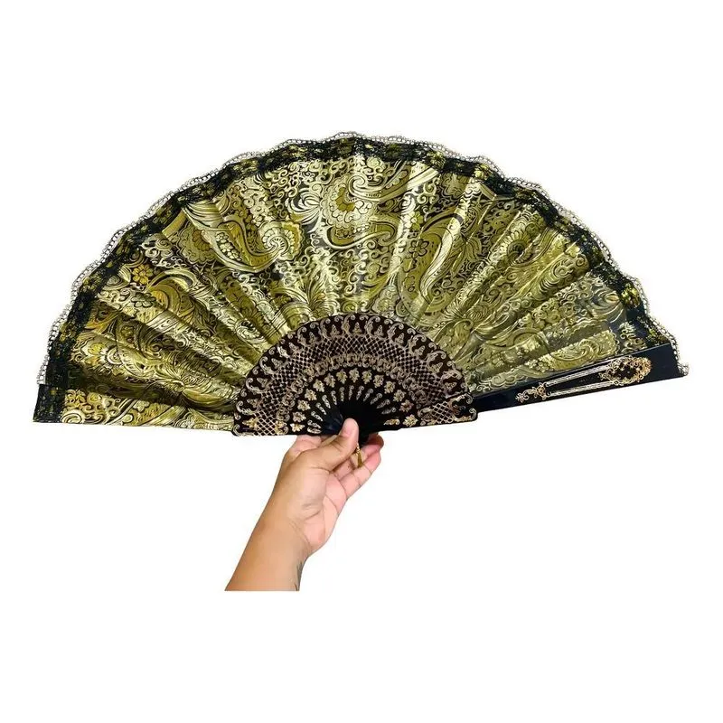 Leque Grande Luxo Pomba Gira Cigana Candomblé Umbanda 35 Cm