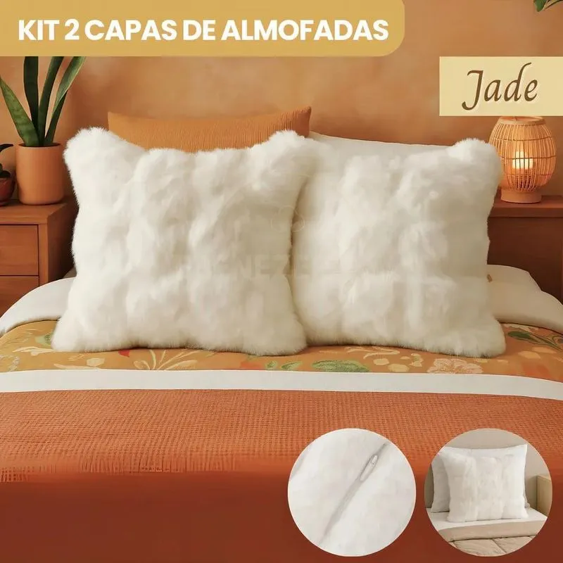 Kit 2 Capa De Almofada Jade Sofisticada 45x45cm Pelúcia Wave