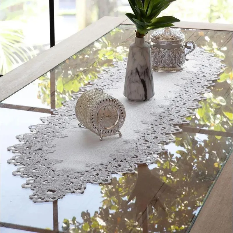 Caminho De Mesa Rendado Veneza Branco 40x220cm Jolitex