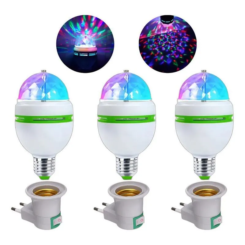 Kit 3 Lampada Led Giratoria Led Dj Strobo Festas Eventos Bar