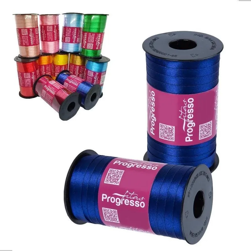 Fita De Cetim 7mm Carretel 100 Metros Vár 1199 - Azul Bic