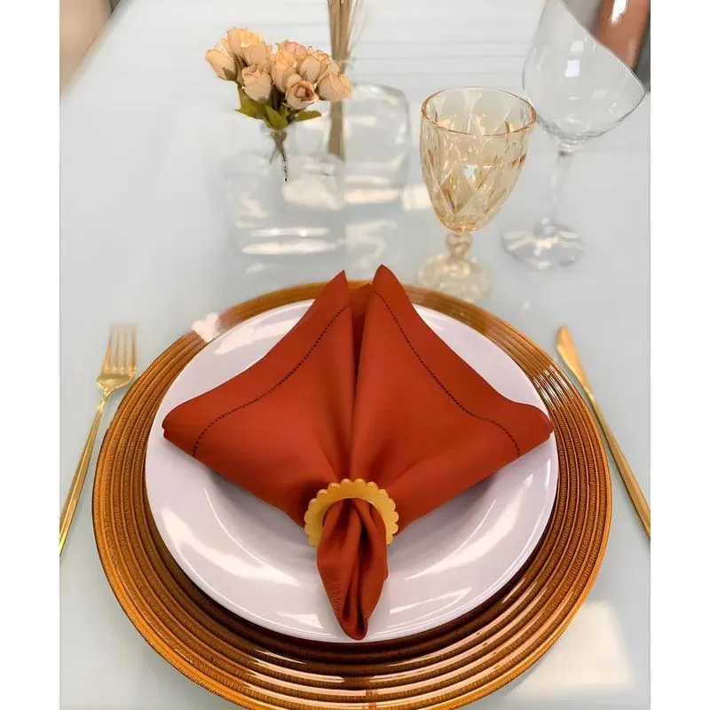 Guardanapo De Tecido Para Mesa Posta Ponto Ajour 6uni Cor Te
