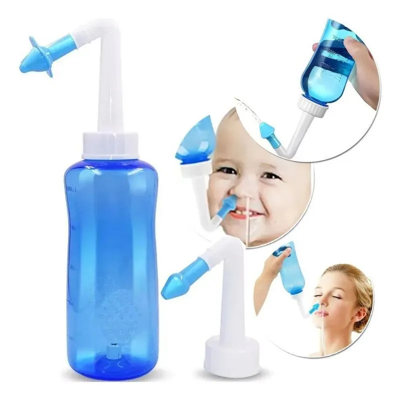 2x Higienizador Lavador Nasal Lavagem Ducha Sinusite Cor Azu