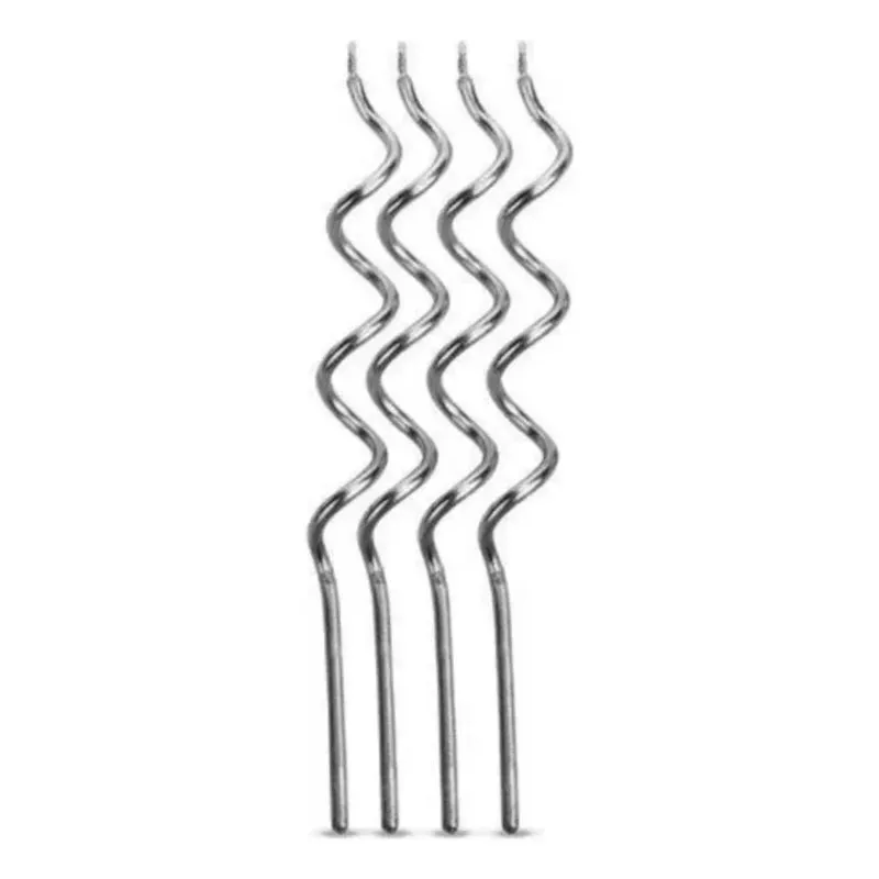 Vela Palito De Aniversário Espiral Prata 4 Unidades Silver