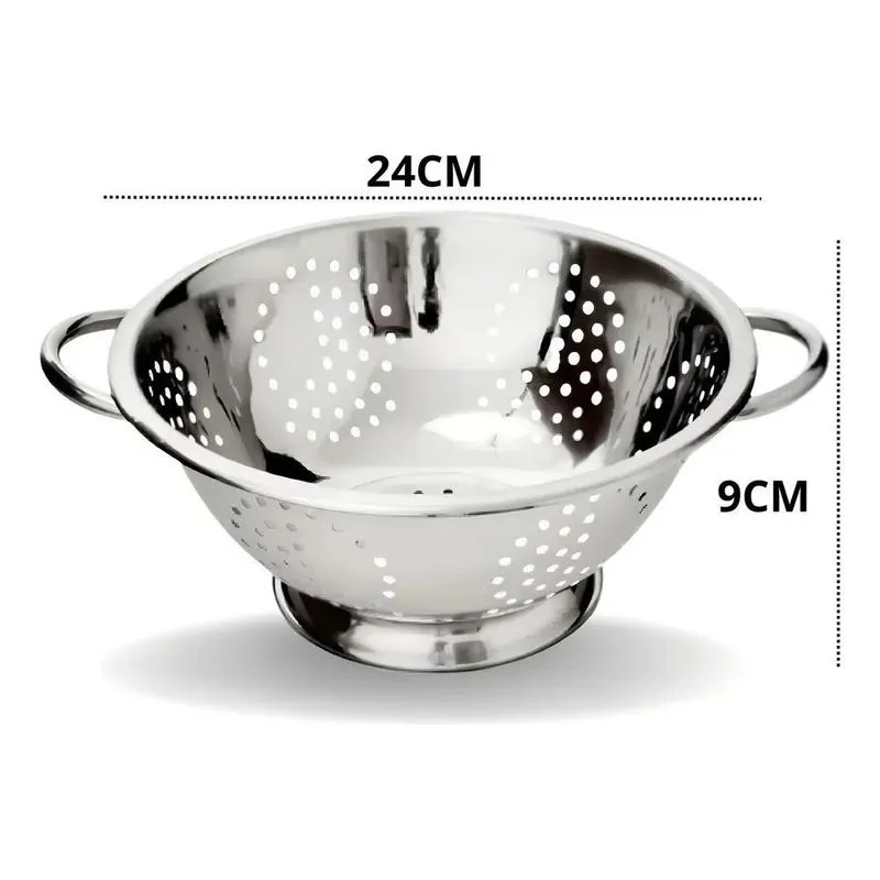 5x Escorredor De Macarrão Massa Aço Inox Utensílios De Cozin