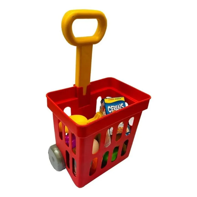 Carrinho De Compras Mercado Feira Presente Dia Das C Vermelh
