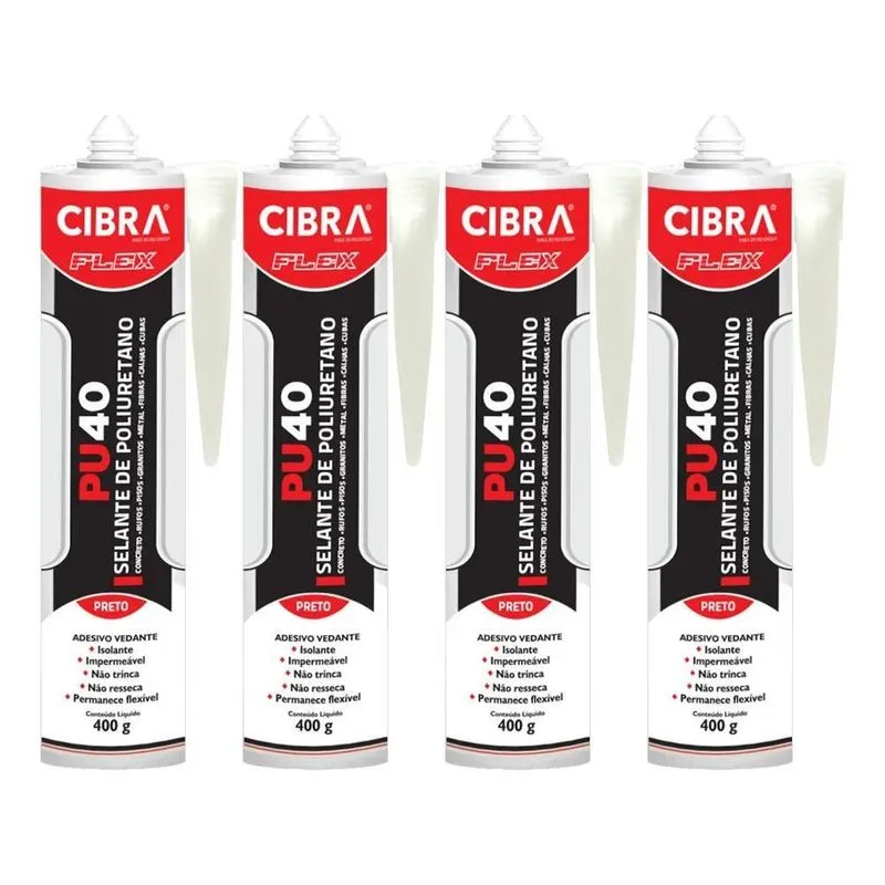 2x 4 Unid Selantes Poliuretano Pu 40 Cibra Flex Preto