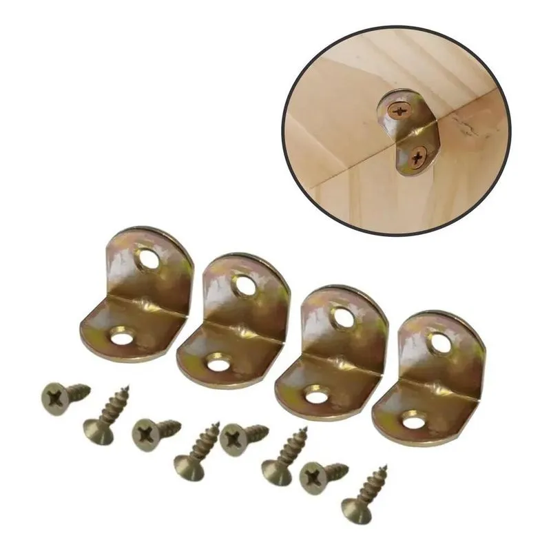 Kit 50 Cantoneira L Para Reforço De Moveis Com 100 Parafusos