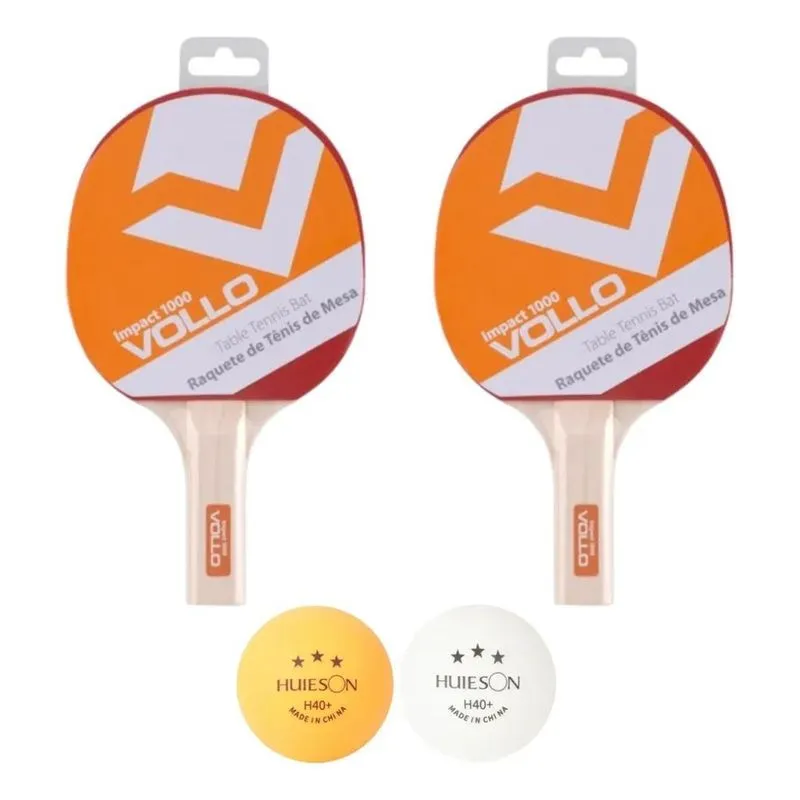Kit 2 Raquetes Ping Pong Tênis De Mesa Profissional Preto/Vermelho