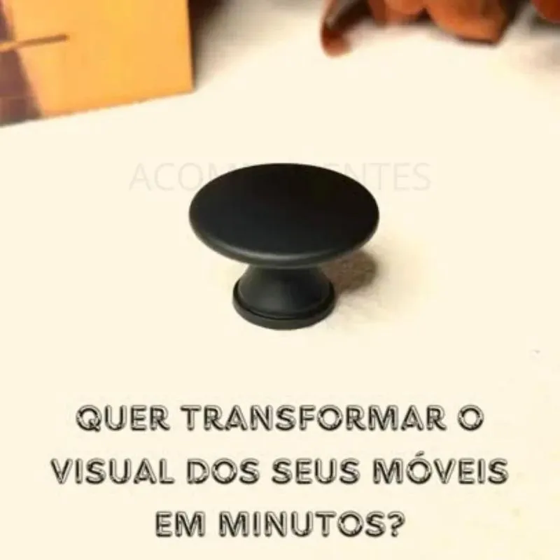 3x Puxador Preto Fosco Redondo/armários/gavetas (4 Unidades)