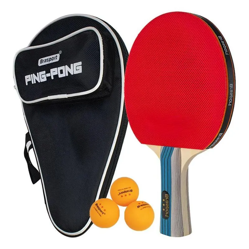 Kit Raquete De Ping Pong Tênis De Mesa Profissional 3 Bolas