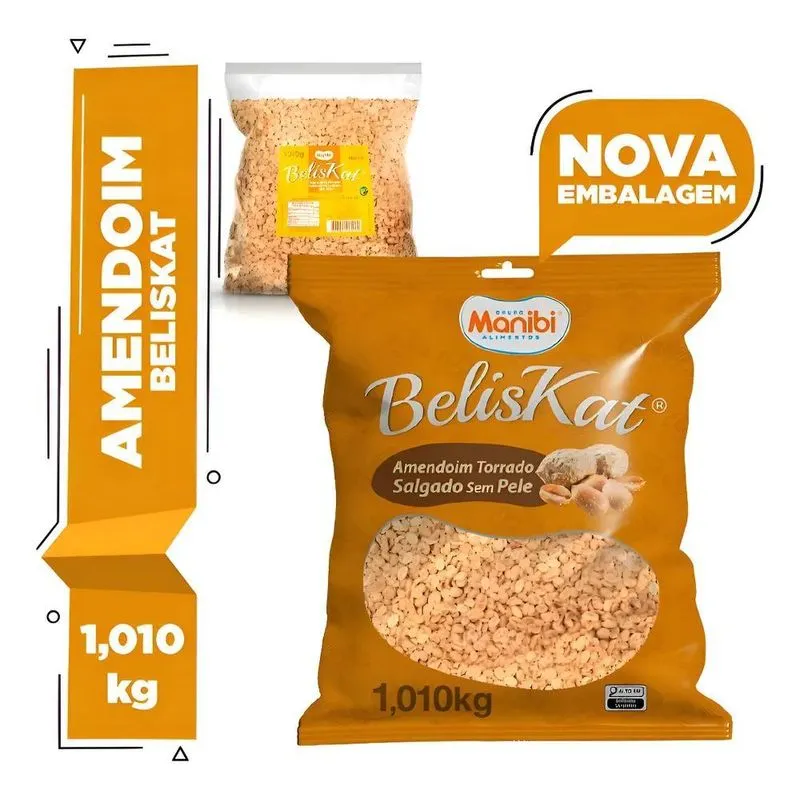 5x Amendoim Torrado Salgado Sem Pele Com Sal 1kg Beliskat