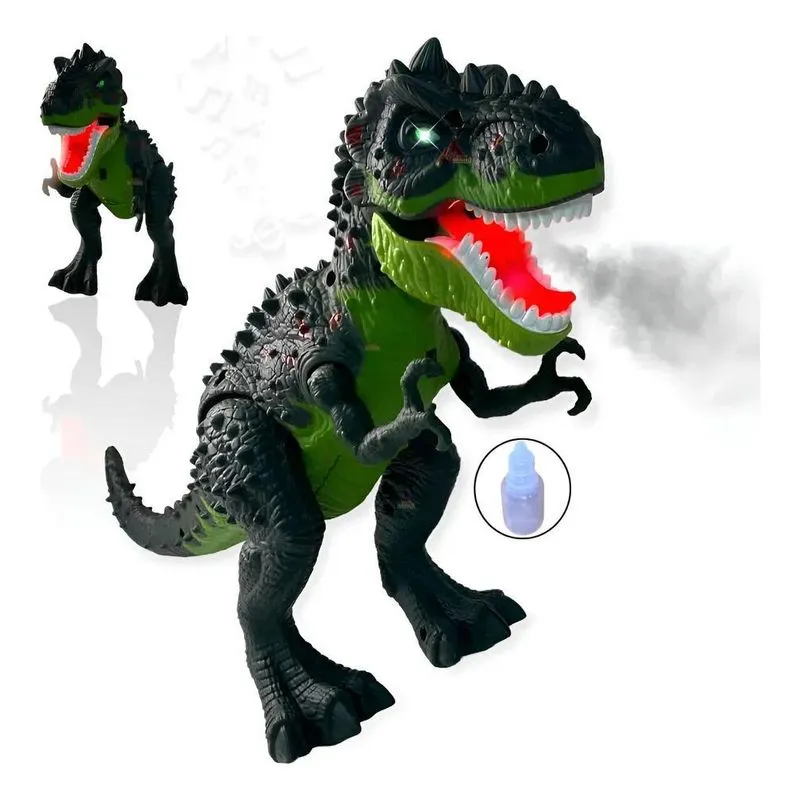 Dinossauro Brinquedo Presente Anda Fumaça Som Luz Rugido