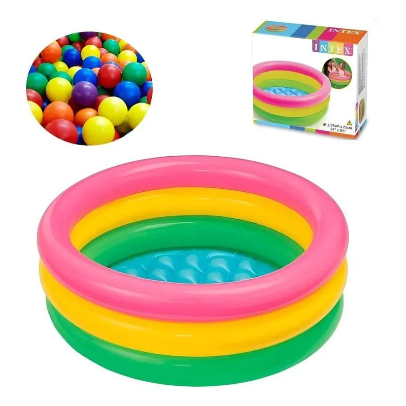 Piscina Infantil Bebe Ursinho Intex 28l + 25 Multicolor