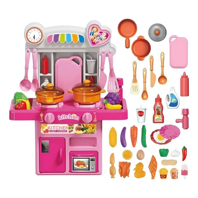 Cozinha Infantil Completa Com Luz E Som Acessórios Sai Água
