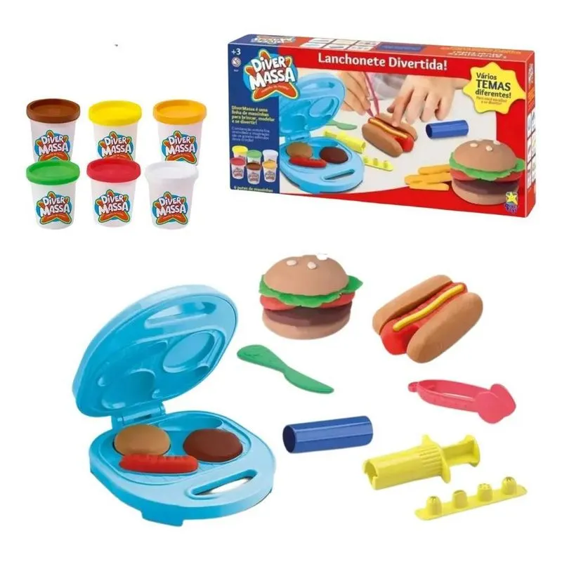 Massinha Play Lanchonete Divertida Doh Hamburguer Divermassa