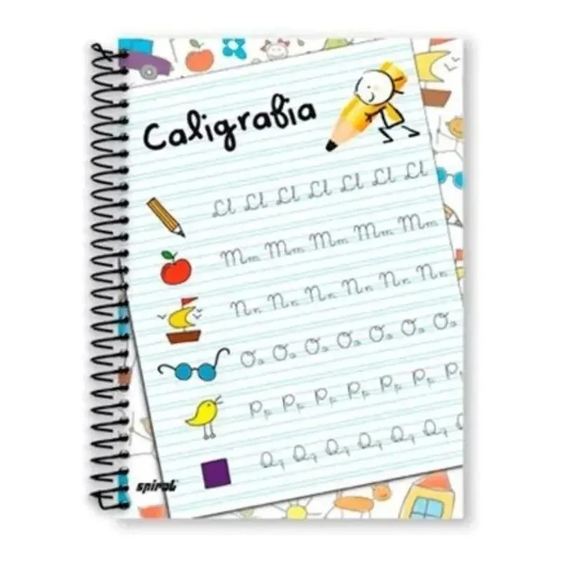 3x Caderno Caligrafia Capa Dura 96fls Cor Branco