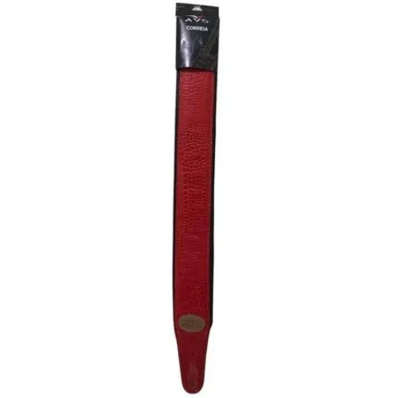 Correia Couro Croco 8cm Vermelho U Com Regulagem
