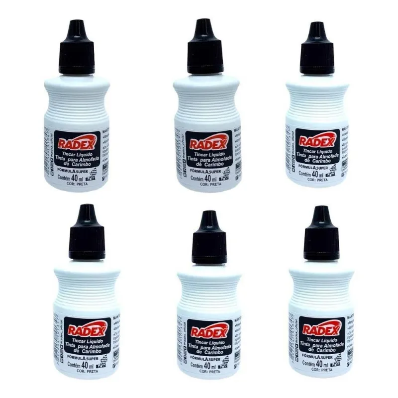 10x Kit 6tinta P Carimbo Alto Rendimento Escritório Escolar