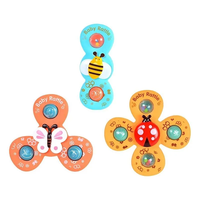 Kit 3 Spinner Brinquedo Estimulo Bebê Gira Ventosa Sensorial