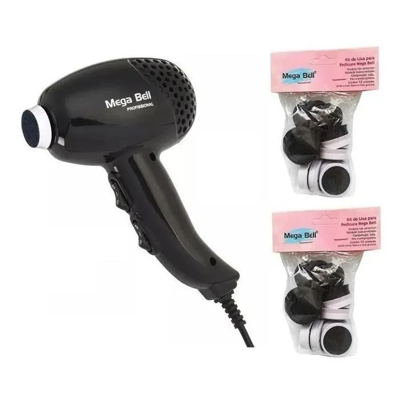 5x Pedicuro Preto Lixa Elétrica Esfoliador Pés + 24 Lixas