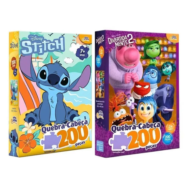 Kit Quebra Cabeça Stitch 200 Pçs + Divertidamente 200 Pçs