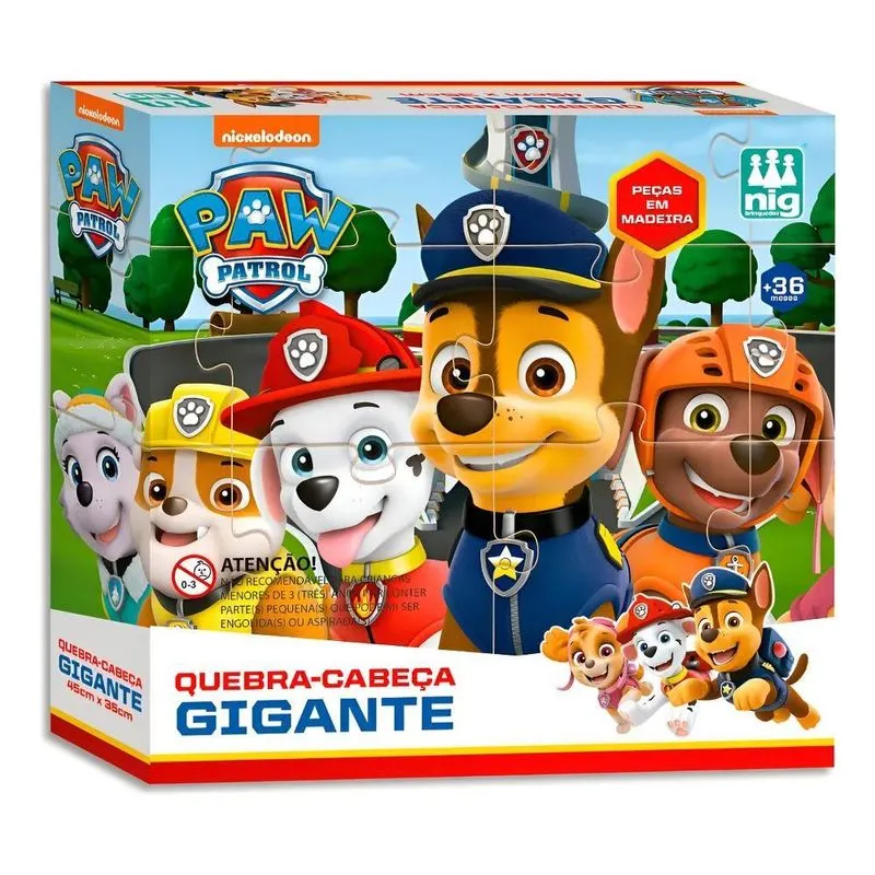 Jogo Educativo Quebra Cabeça Patrulha Canina Gigante Madeira