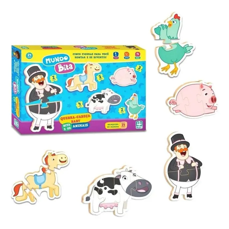 Quebra-cabeça Nig Brinquedos Baby Bita E Os Animais 0692