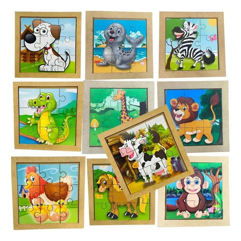 Quebra Cabeça Infantil Animais Kit 10 Jogos Educativos Mdf