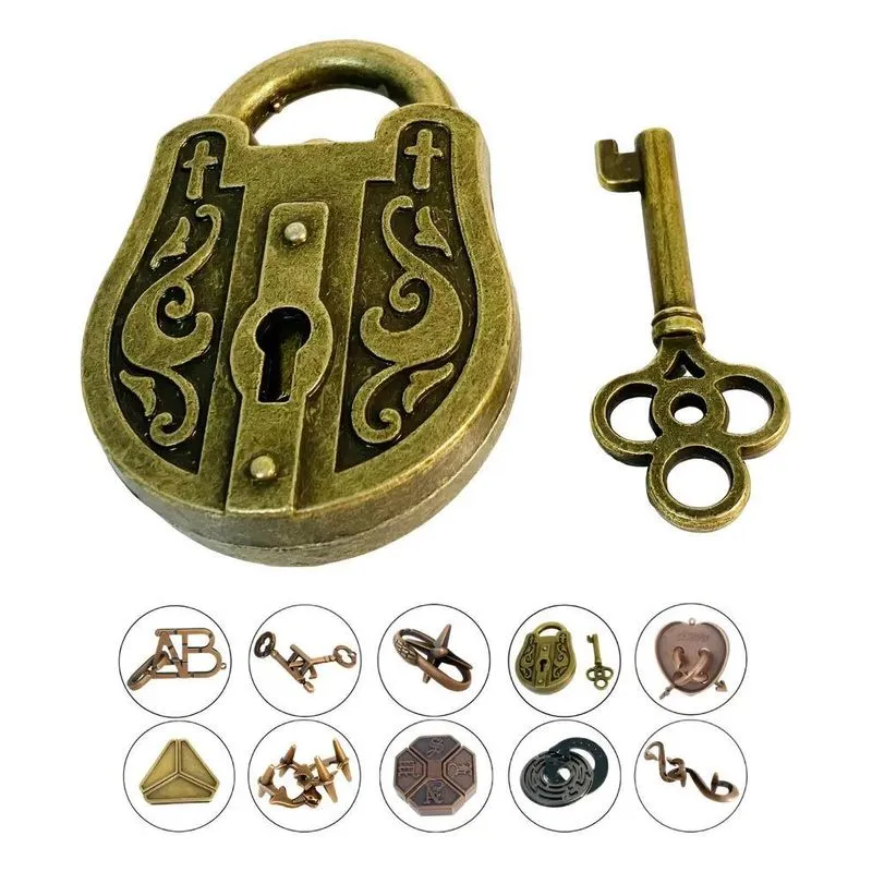 Puzzle Quebra-Cabeças Metal Encaixe 3D Enigma Antigo Cadeado
