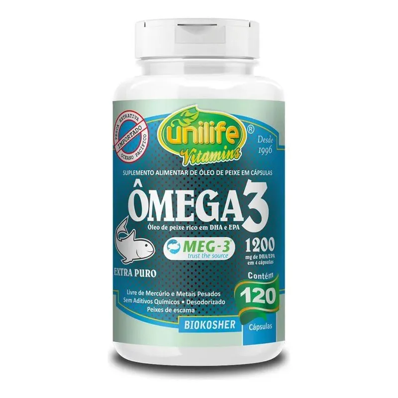 3x Ômega 3 Óleo De Peixe Unilife 120 Cápsulas 1200mg