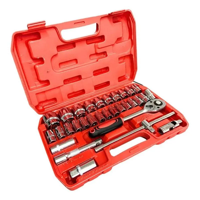 3x Jogo De Soquete Sextavado 32 Peças Tubarão 1/2'' Aço Crom