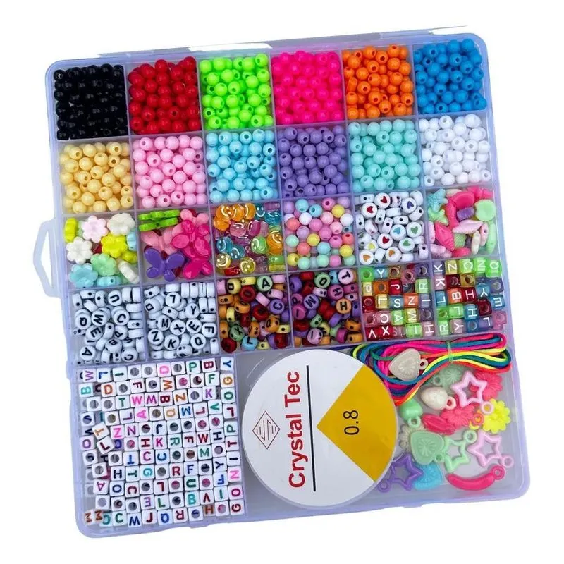 Kit Miçangas Para Fazer Pulseira Infantil Bijuteria 1 Colori