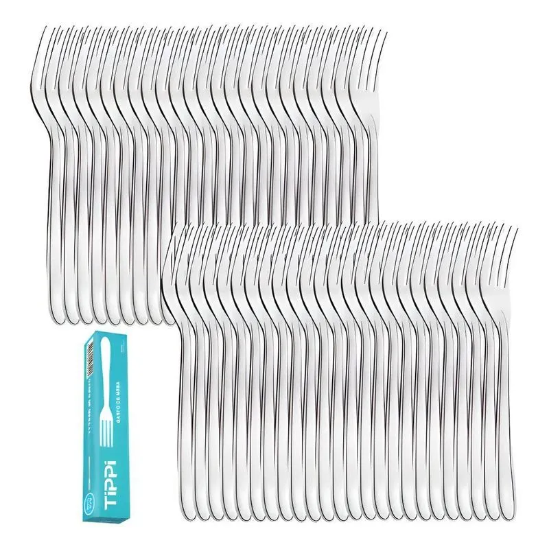 Kit Jogo 48 Peças Garfo De Mesa Aço Inox Faqueiro Jantar Res