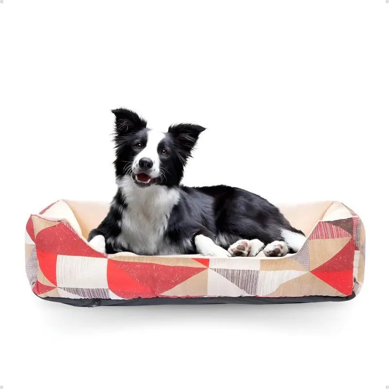 Cama Para Cachorro Gato Médio 70x50 Antifri Triangulo Vermel