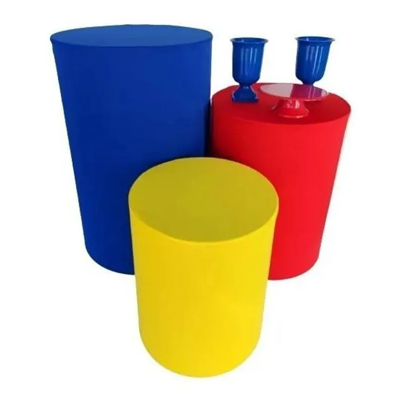 Trio De Capas Para Mesa Cilind Vermelho, Azul, Amarelo