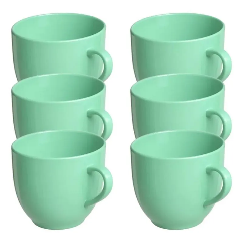 Jogo 6 Xicara Café Chá Porcelana 170ml Colo Verde