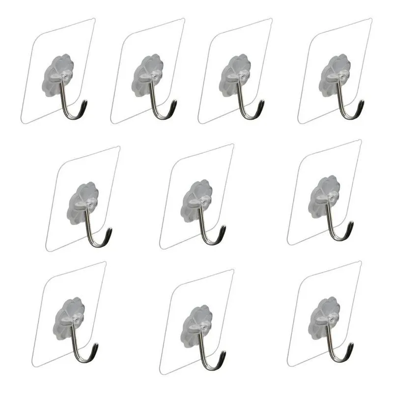 3x Kit 10 Gancho Suporte Adesivo De Parede Banheiro Cozinha