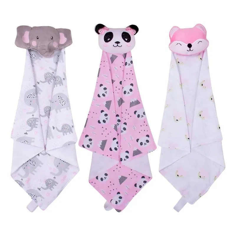 Kit 3 Naninha De Bebê Com Prendedor De Chupeta Menino M Kit