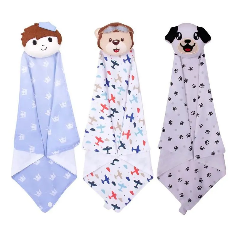 Kit 3 Naninha De Bebê Com Prendedor De Chupeta Menino M Kit
