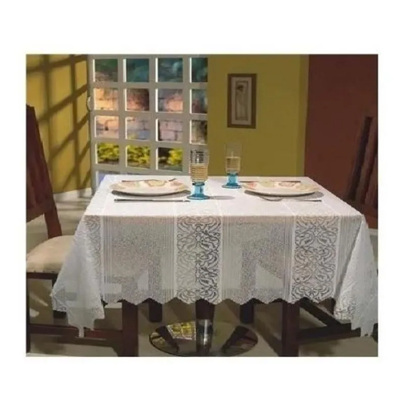 10x Toalha De Mesa Quadrada Em Renda Branca Mesa X 1,40 1,4