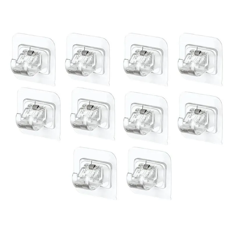 2x 10 Suporte Gancho Para Varão Adesivo Sem Prego Furo Sujei