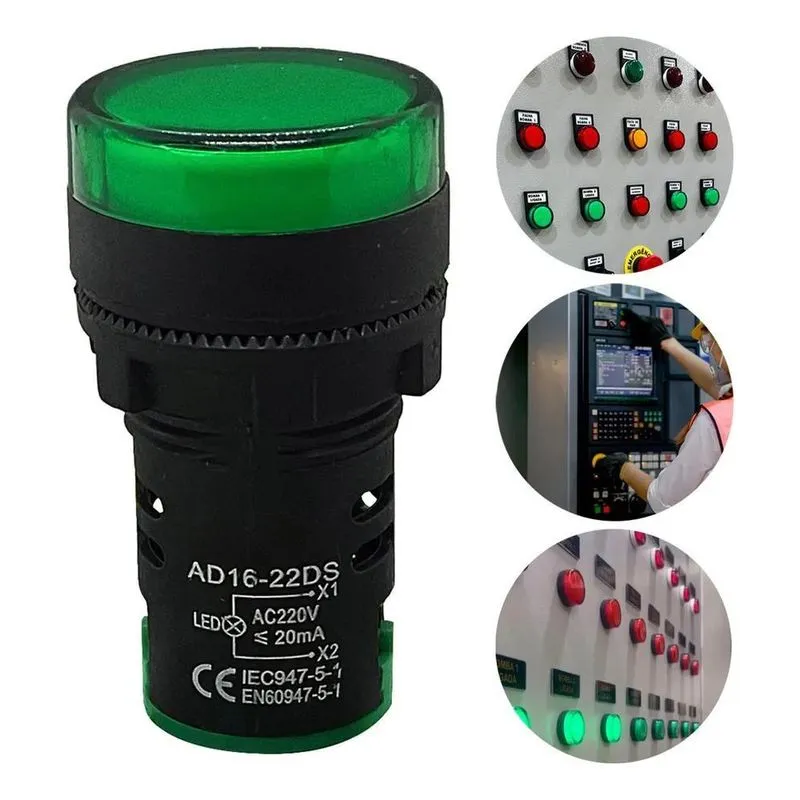 3x Sinaleiro Led Iluminado 22mm Am/az/bc/vd/vm - 1un Luz Ver
