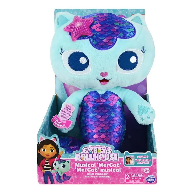 Boneca Pelúcia Mercat De 33cm Com Luz E Som Gabby's Dollhous