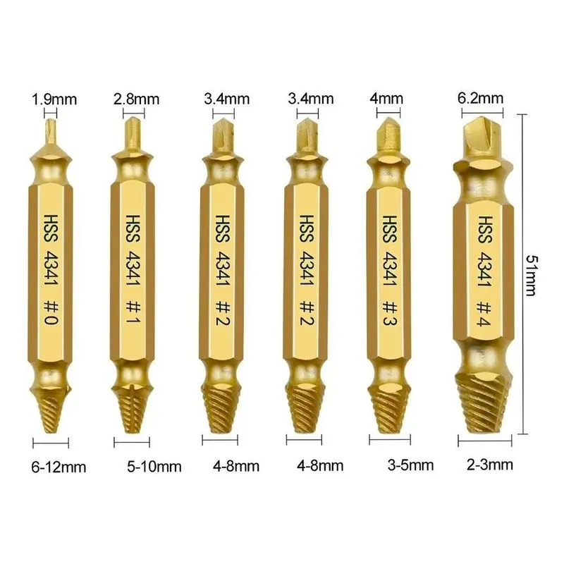 5x Jogo 6 Brocas Fresa Extrator Remove Tira Parafuso Danific
