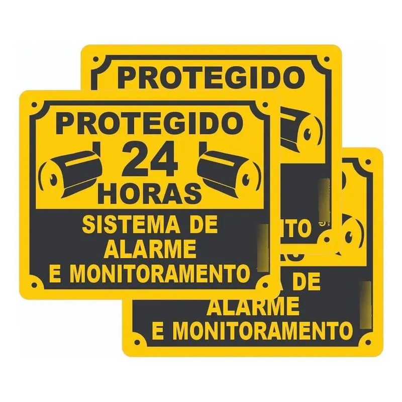 3 Placas De Monitoramento E Alarme Protegido Vigilância 24h