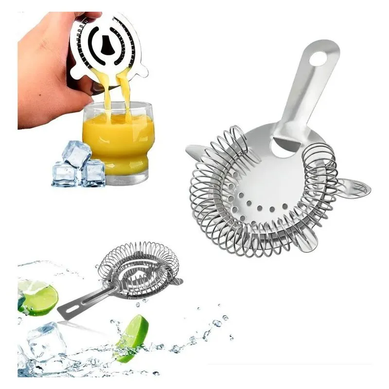 3x Coador Strainer De Gelo Profissional Aço Inox Barman Bebi
