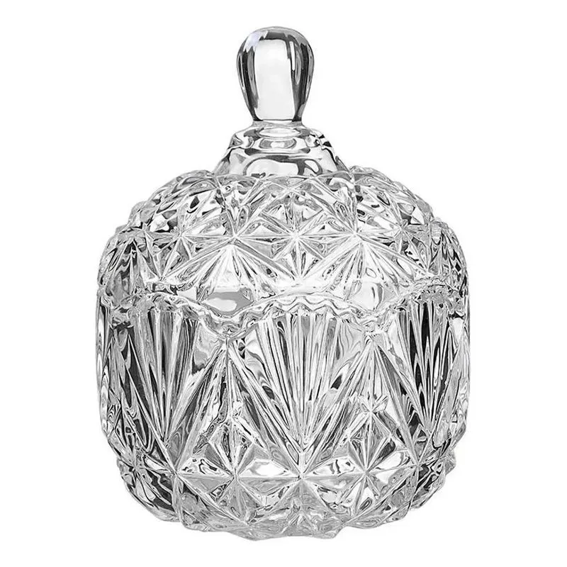 Bomboniere De Vidro Relevo Tampa Cristal Isabela Hauskraft C