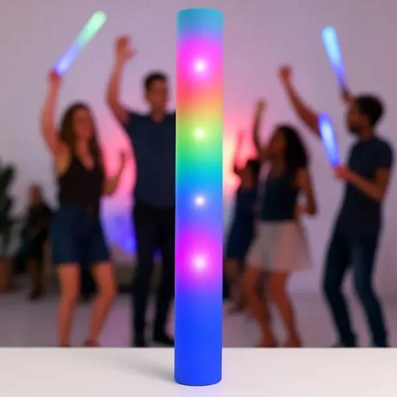 10x Kit 10 Bastão Led Balada Festa Neon Pisca 4 Leds Espuma