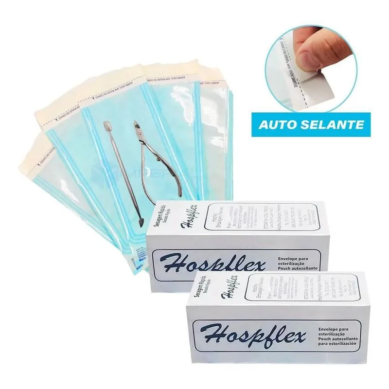 Envelopes Esterilização Hospflex 9x23 Papel Cirúrgico 200un